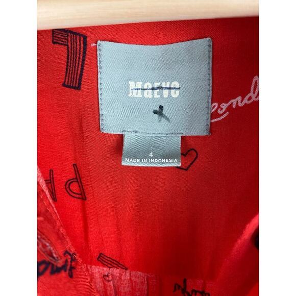 Maeve by Anthropology Women's 4 Red Paris London Button Up Blouse - Picture 7 of 11